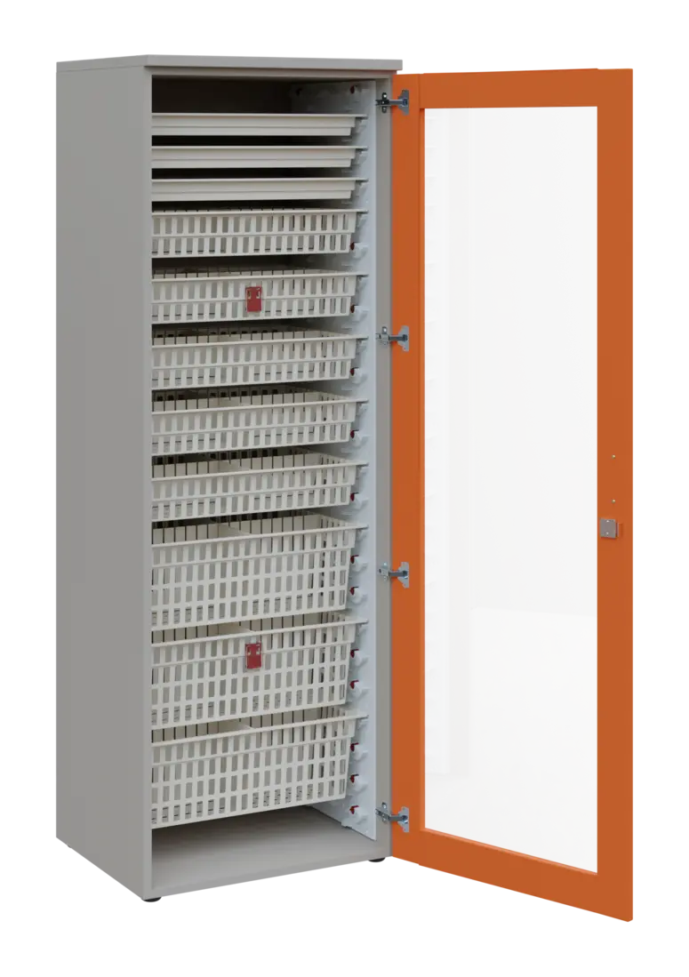 EUROMEDICA S - 66 ABS skříň léková boxová, 1-dveřová/prosklená, pravá, 1950x660x535, korpus šedý, dv